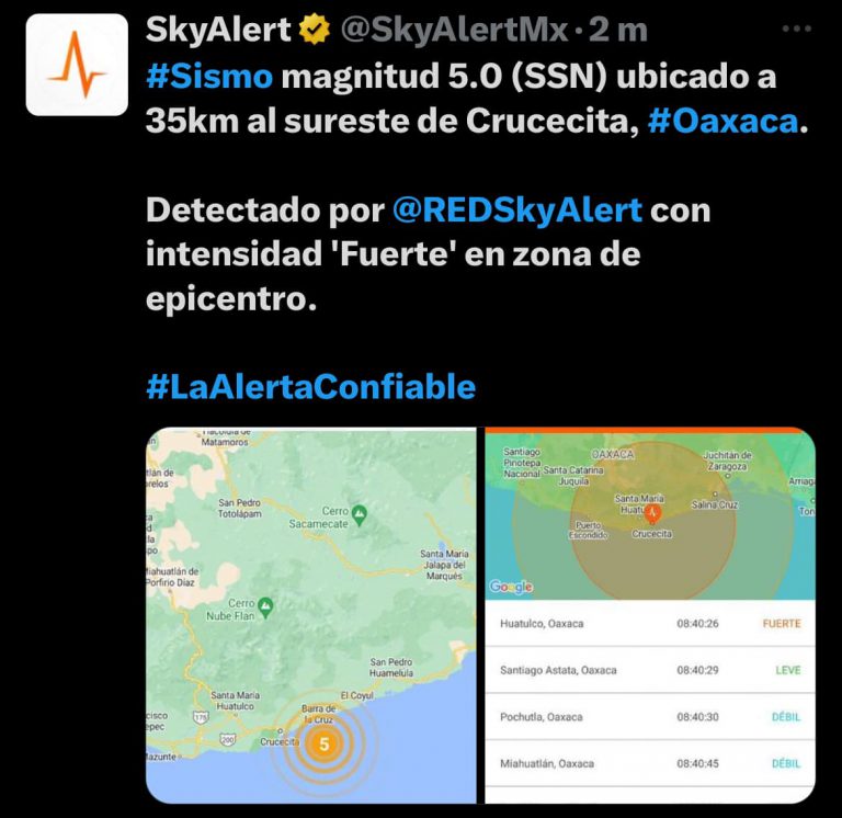 Activa sismo de Oaxaca aviso en aplicaciones
