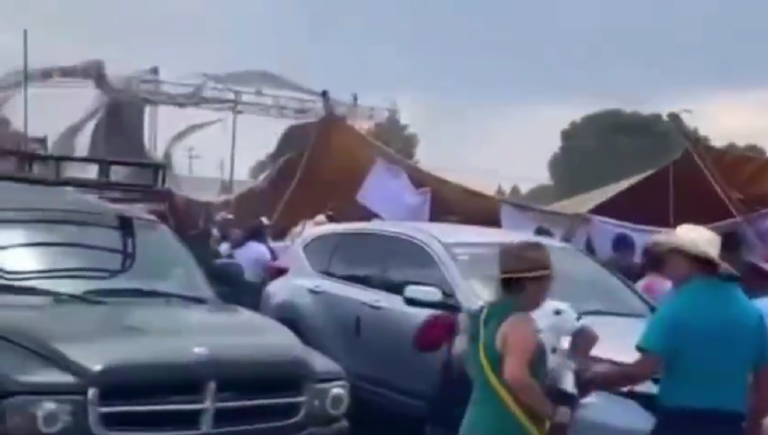 Se desploma lona en mitin en Edomex y deja 39 lesionados