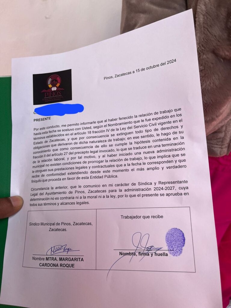 Terminan contrato de 50 trabajadores en Pinos