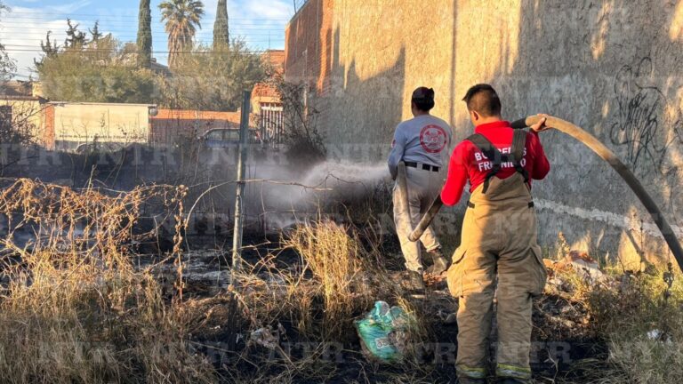 Apagan incendio en lote baldío de calle Sierra Madre