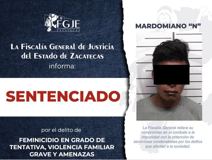 Lo condenan por tentativa de feminicidio en Guadalupe