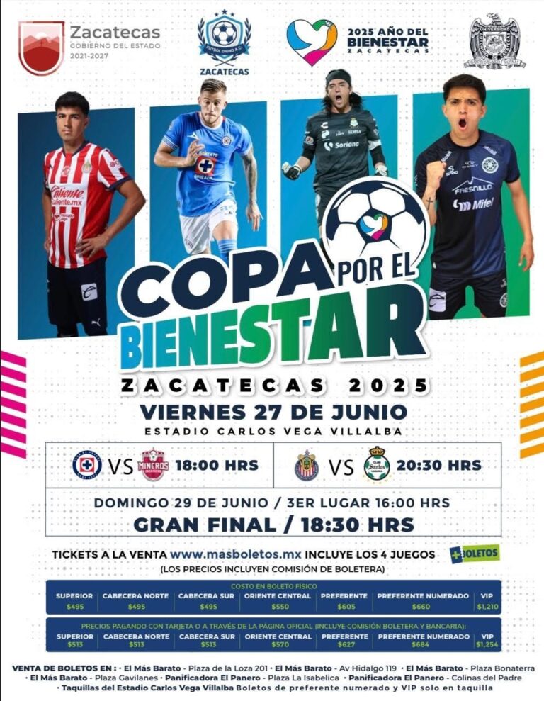 Publican horarios y costos para la Copa por el Bienestar