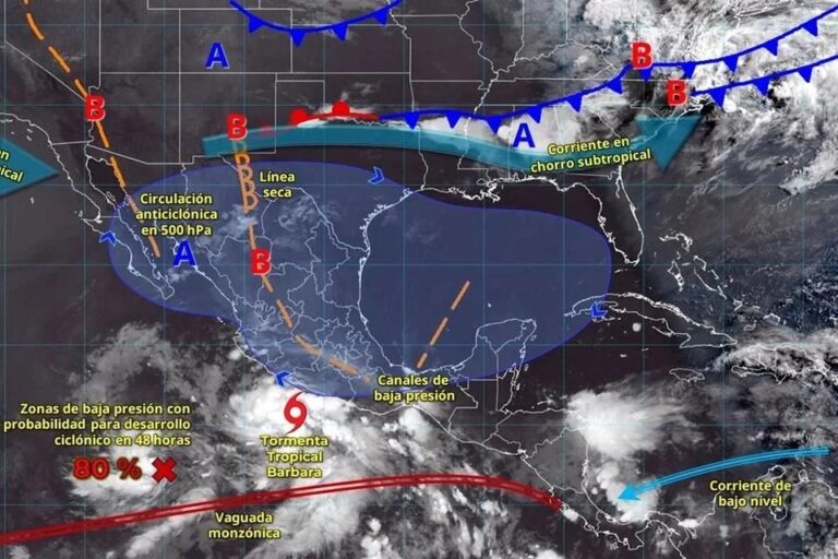 Se forma tormenta tropical Bárbara; prevén sea huracán