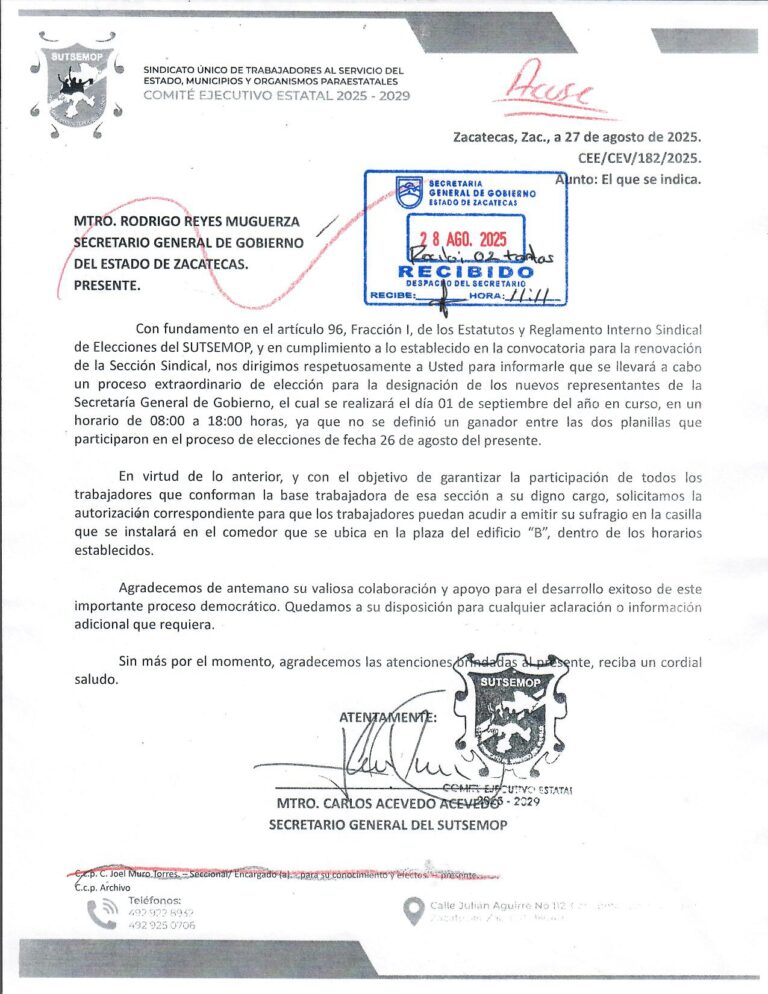 Repiten elección de la delegación sindical tras empate