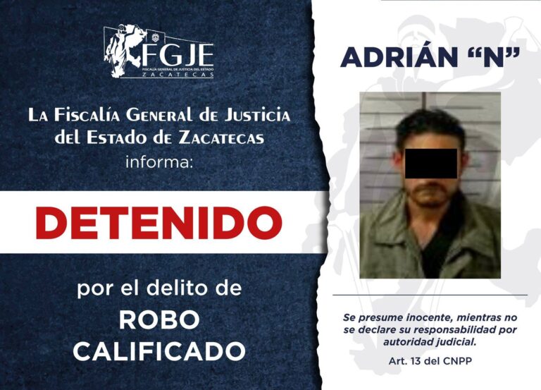 Detiene FGJE y Mesa de Paz a 8 personas