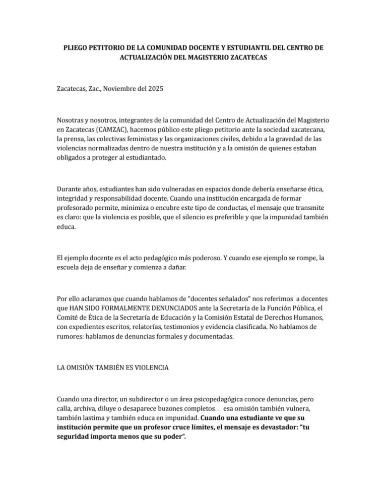 Denuncian acoso en el Camzac