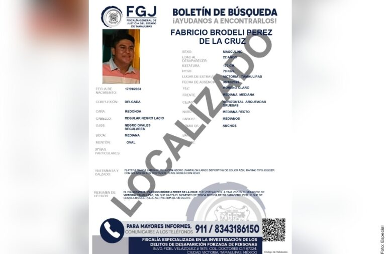 Localizan a uno de 3 jóvenes desaparecidos en Cd. Victoria