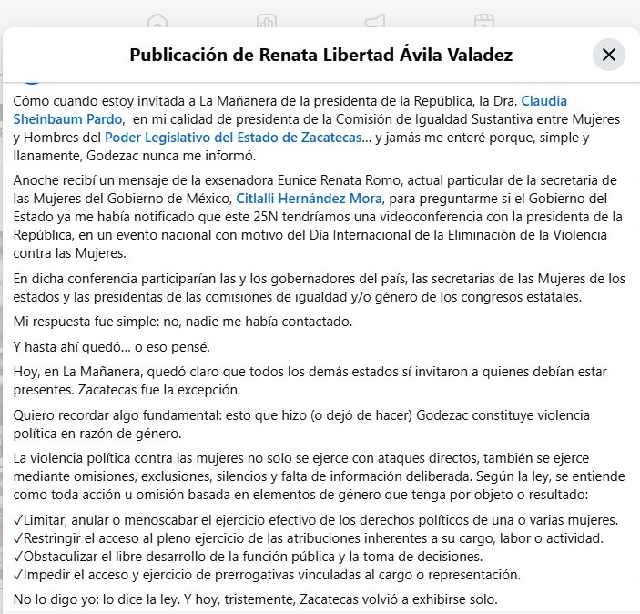 Recrimina diputada exclusión por parte del gobierno estatal