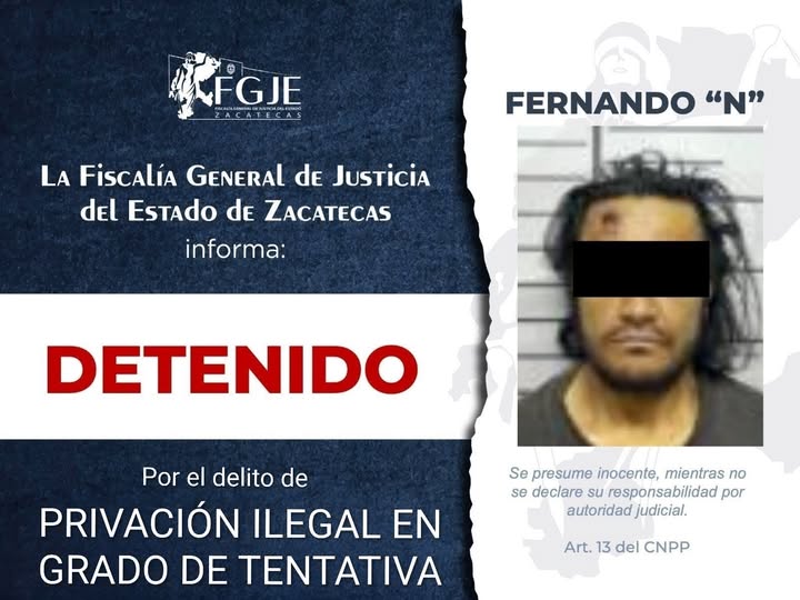 Detienen a Fernando «N» por privación ilegal de la libertad