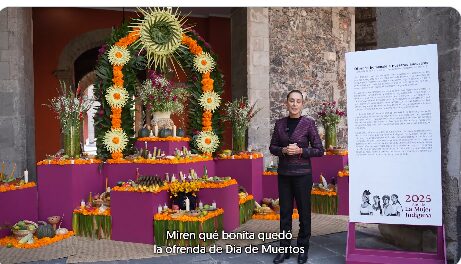 Dedica Sheinbaum ofrenda en Palacio a mujeres indígenas