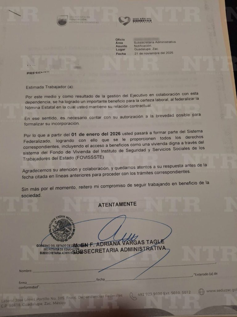 Federalización será efectiva a partir de enero