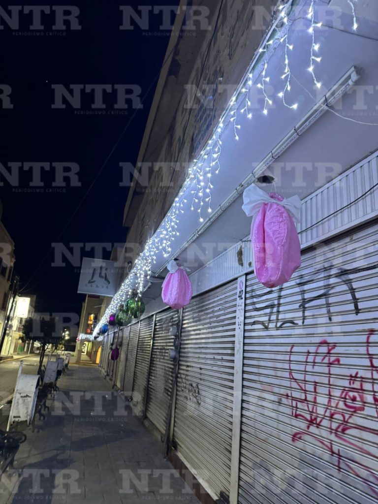 Vandalizan adornos de negocios del centro