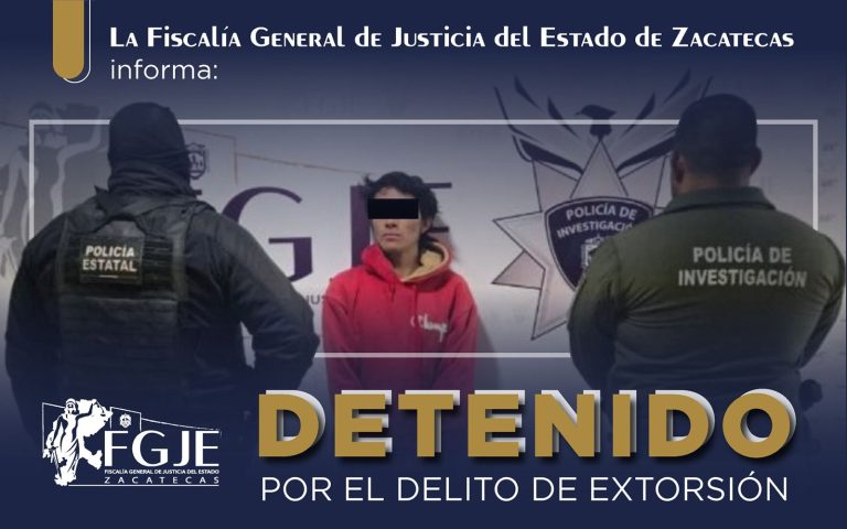 Detienen a extorsionador en Fresnillo