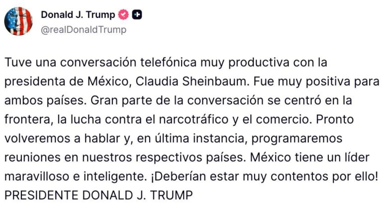Afirma Trump que habló con CSP de frontera y narco