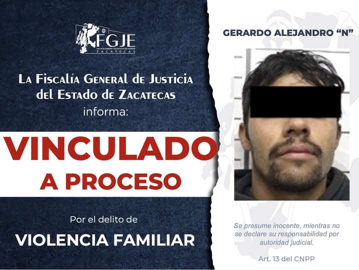 Vinculan a Gerardo Alejandro «N» por violencia familiar
