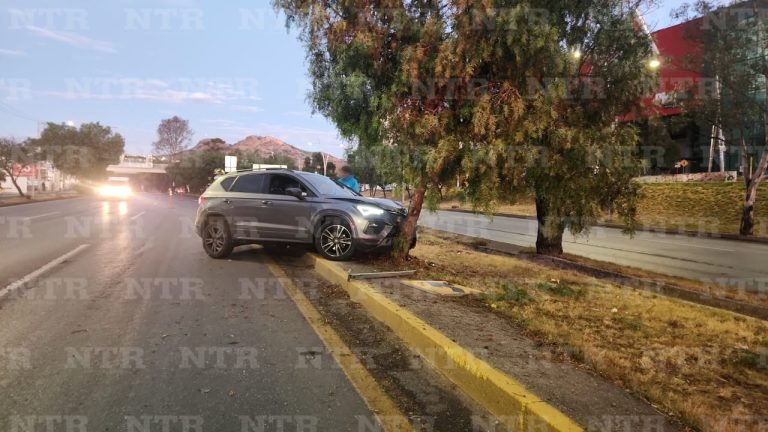 Choca contra árbol en camellón del bulevar