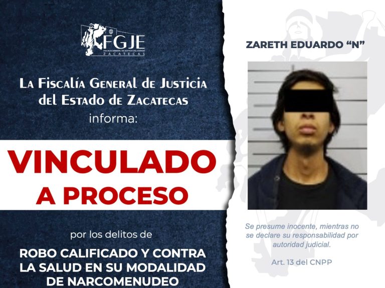 Vinculan a proceso a Zareth Eduardo «N» por robo