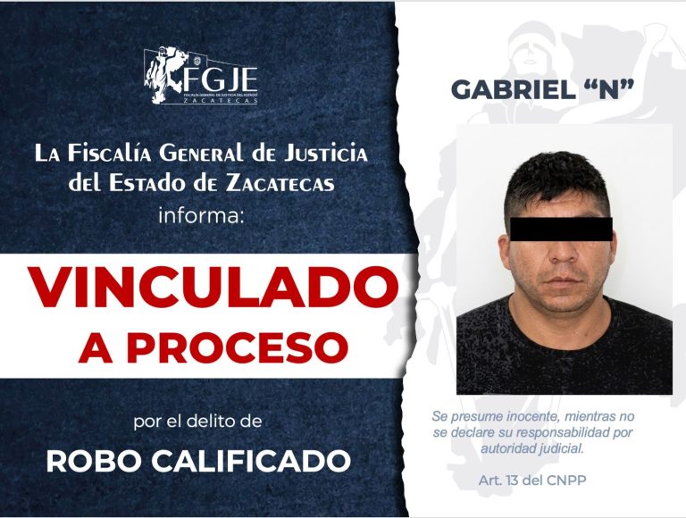 Vicefiscalía Distrital de Fresnillo vincula a proceso a Gabriel
