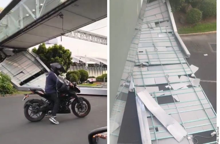 Cae techumbre en puente del AICM; afecta a automovilista