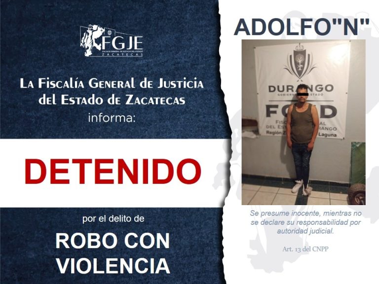 Detienen a Adolfo en Durango; lo buscaban en Zacatecas
