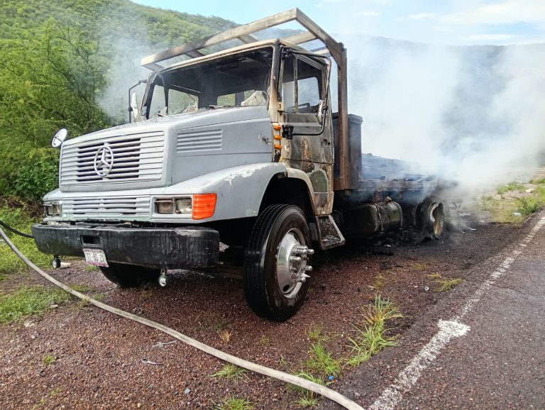 Se incendia camión quinta rueda en Moyahua