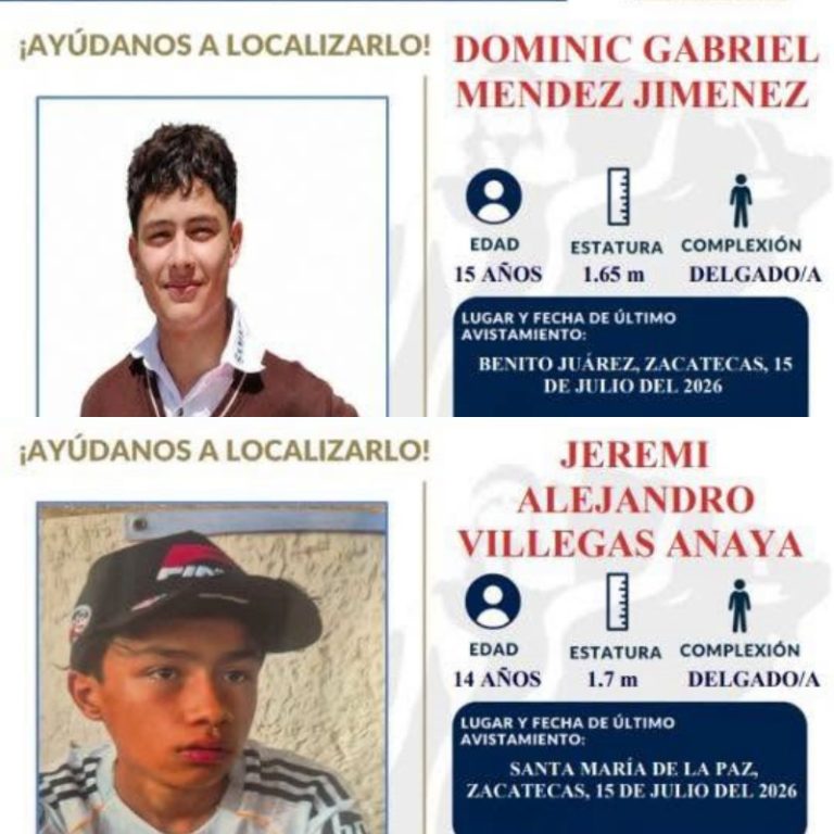 Buscan en Zacatecas a menores desaparecidos