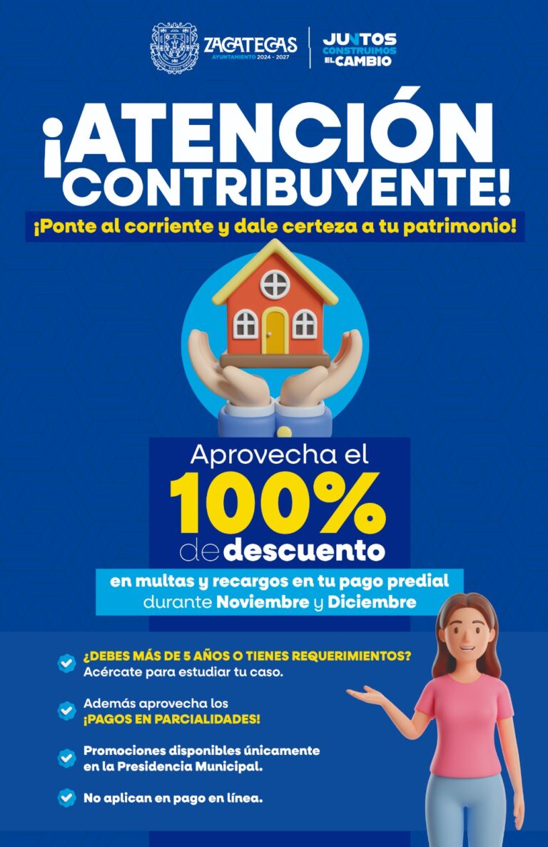 Anuncian descuentos en multas y recargos del impuesto predial