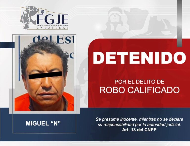 Detienen a Miguel»N» por robo calificado