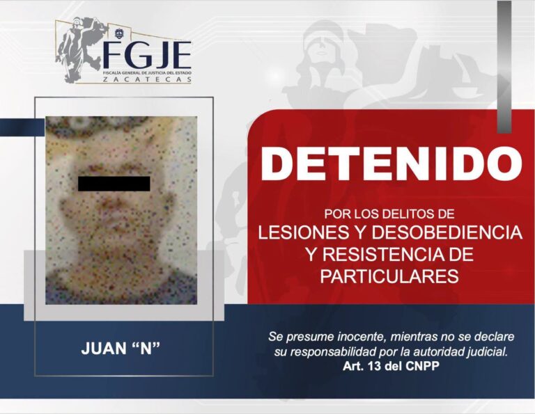 Juan «N» es detenido en Nuevo León, era buscado en Zacatecas