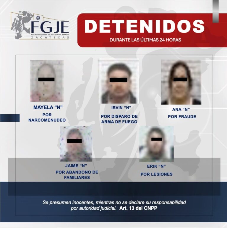Ejecuta Fiscalía cinco órdenes de aprehensión