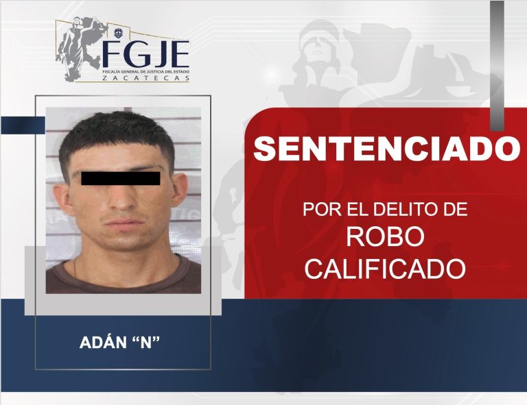 Sentencian a Adán «N» por robo calificado en Fresnillo